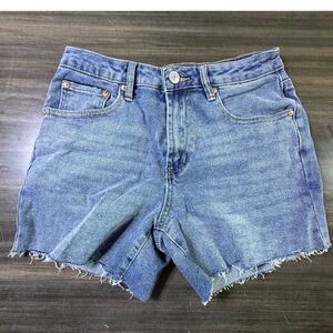 Madden Girl Denim Shorts Junior Size 7 Blue Wash Frayed‎ Hem Casual